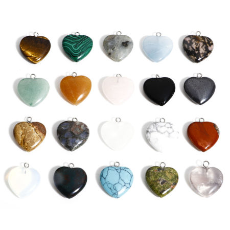 Gemstone ( Natural ) Charms Heart 23mm x 20.5mm