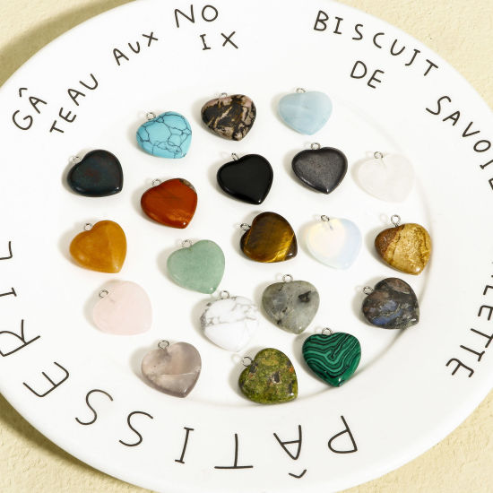 Picture of Gemstone ( Natural ) Charms Heart 23mm x 20.5mm