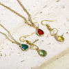 Picture of Brass & Glass Birthstone Charms Gold Plated Multicolor Drop Faceted 14mm x 8mm