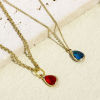 Picture of Brass & Glass Birthstone Charms Gold Plated Multicolor Drop Faceted 14mm x 8mm