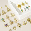Picture of Brass Charms 18K Real Gold Plated White Daisy Flower Enamel
