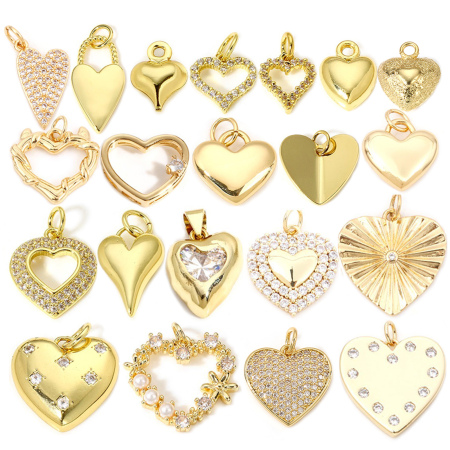 1 Stück Messing Valentinstag Charms 18K Echtgold plattiert Herz