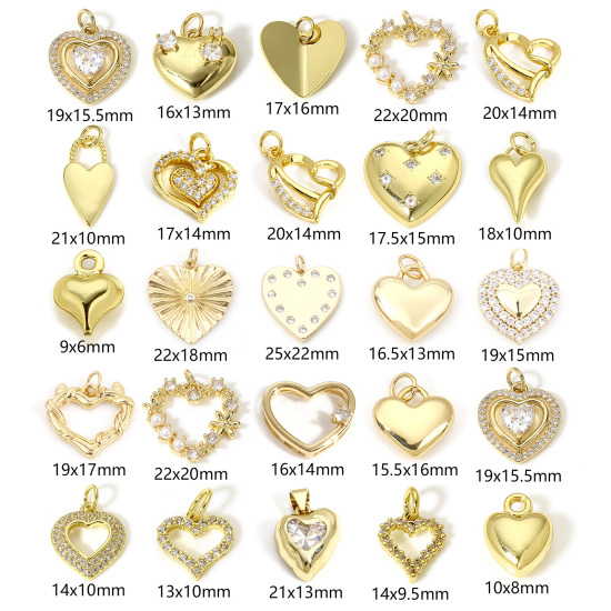 Picture of Brass Valentine's Day Charms 18K Real Gold Plated Heart                                                                                                                                                                                                       