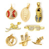 Image de 1 Pièce Breloques en Laiton Chaussures Plaqué Or Véritable 18K