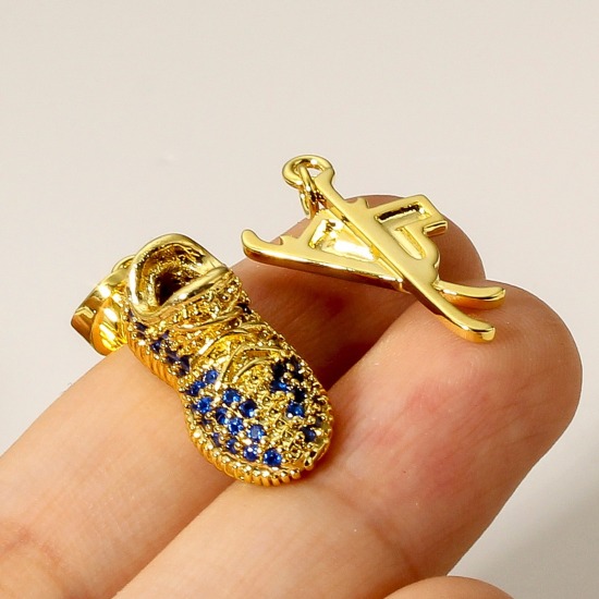 Picture of Brass Charms 18K Real Gold Plated Shoes