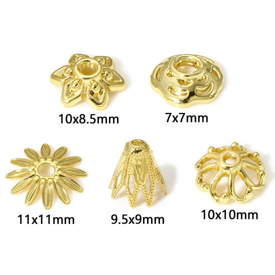 Image de 10 Pcs Coupelles en Laiton Plaqué Or Véritable 18K