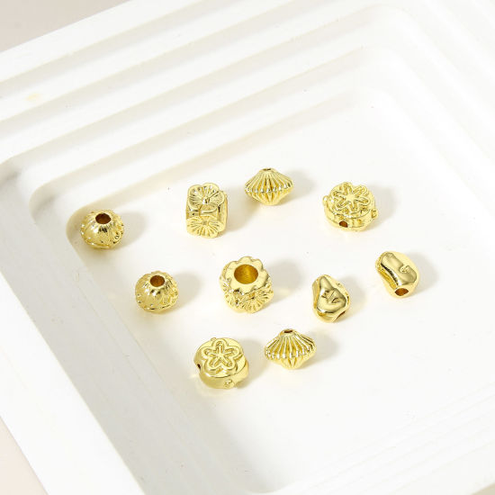 Bild von 10 Stück Messing Perlen für die DIY-Schmuckherstellung 18K Echtgold plattiert Blumen