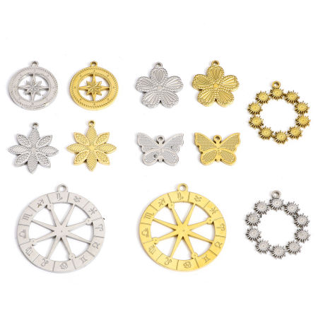 1 Pièce Breloques en 304 Acier Inoxydable Élégant Papillon Multicolore à Pois