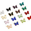 Picture of 304 Stainless Steel & Glass Birthstone Charms Multicolor Butterfly Animal