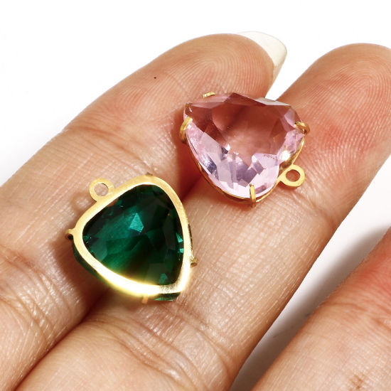 Immagine di 1 Pz 304 Acciaio Inossidabile & Vetro Pietre Nascita Charms Cuore Multicolore