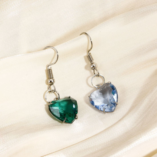 Immagine di 1 Pz 304 Acciaio Inossidabile & Vetro Pietre Nascita Charms Cuore Multicolore