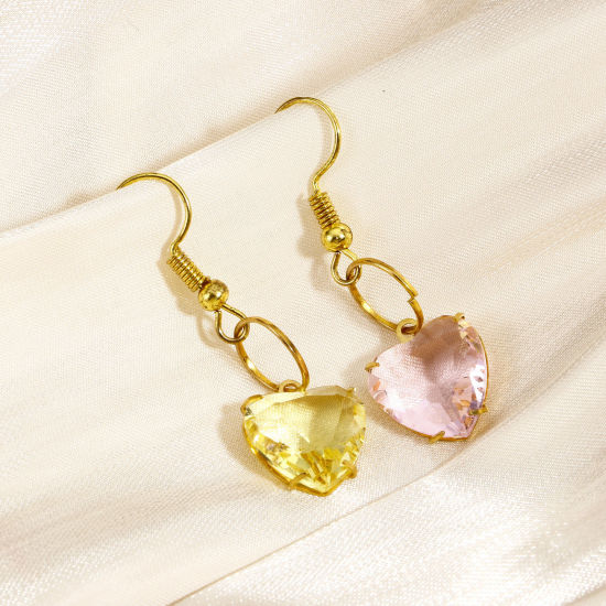 Immagine di 1 Pz 304 Acciaio Inossidabile & Vetro Pietre Nascita Charms Cuore Multicolore