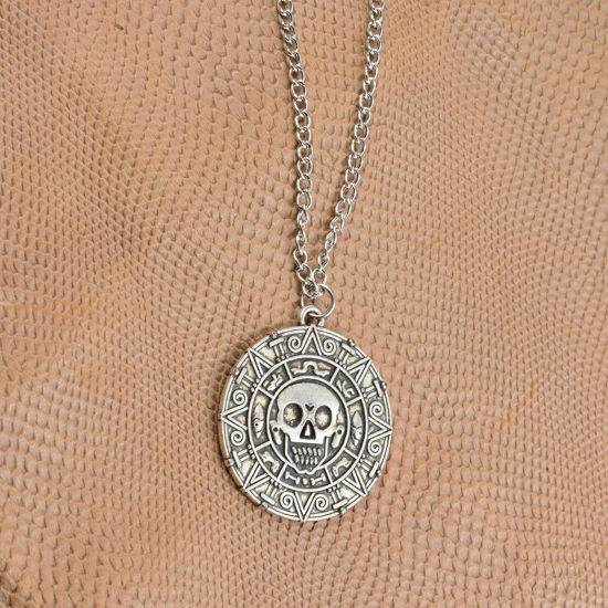 Imagen de 5 Unidades Zamak Halloween Colgantes Multicolor Ronda Cráneo Doble Cara 4.3cm x 3.9cm