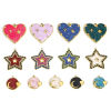 Picture of 304 Stainless Steel Galaxy Charms Gold Plated Multicolor Round Heart Enamel