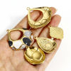 Picture of 304 Stainless Steel & Stone Style Of Royal Court Character Charms Gold Plated Multicolor Oval Carved Pattern Enamel