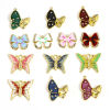 Bild von 1 Stück 304 Edelstahl Insekt Charms Schmetterling Vergoldet Bunt Emaille Transparent Strass