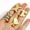 Bild von 1 Stück 304 Edelstahl Insekt Charms Schmetterling Vergoldet Bunt Emaille Transparent Strass