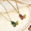 Bild von 1 Stück 304 Edelstahl Insekt Charms Schmetterling Vergoldet Bunt Emaille Transparent Strass