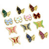 Bild von 1 Stück 304 Edelstahl Insekt Charms Schmetterling Vergoldet Bunt Emaille Transparent Strass