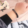 Picture of Natural Obsidian Glow In The Dark Adjustable Dainty Bracelets Delicate Bracelets Beaded Bracelet Round 30cm(11 6/8") long - 18cm(7 1/8") long