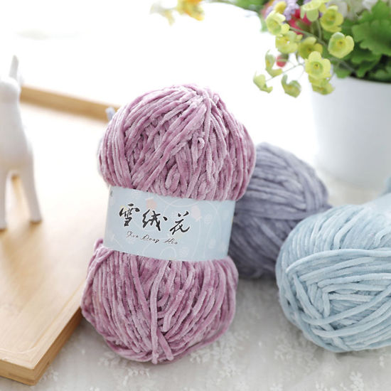 Picture of Polyester Super Soft Knitting Yarn Velvet Chenille Yarn Medium Coarse For DIY Crochet Sweater Scarf Doll Multicolor