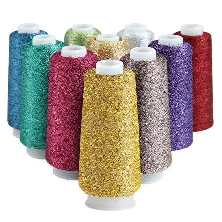 Polyester Fine Gold Silver Metallic Knitted Crochet Sewing Thread Yarn Partner Yarn For Needlework Multicolor