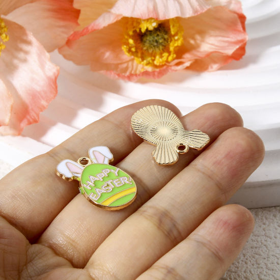 Immagine di 10 Pz Lega di Zinco Pasqua Charms Oro Placcato Uovo di Pasqua Pixie Elfo Smalto