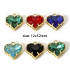 Picture of Brass & Glass Valentine's Day Charms Gold Plated Multicolor Heart 12mm x 12mm