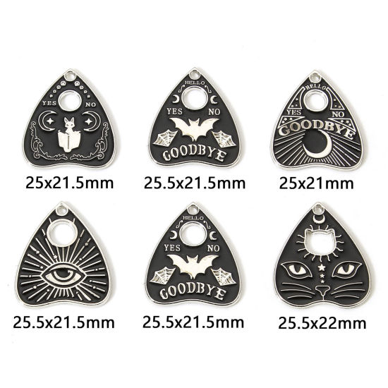 Image de 10 Pcs Breloques Religieux en Alliage de Zinc Argent Mat Noir Planche Ouija Émail