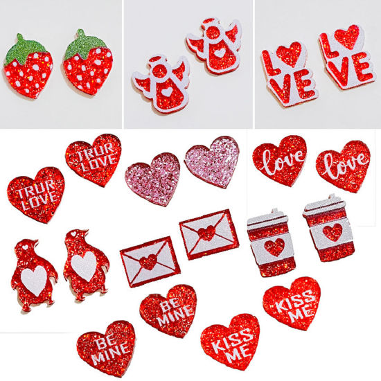 Изображение 1 Пара Акриловые День святого Валентина День святого Валентина Разноцветный Конверт Сердце С Блестками