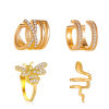 Imagen de 1 Unidad Cobre Estilo Ins Pendientes con Clip Sin Perforaciones Multicolor Forma de X Transparente Rhinestone