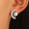 Picture of Boho Chic Bohemia Ear Post Stud Earrings Multicolor Fan-shaped Triangle