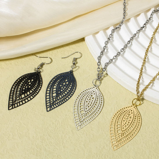 Imagen de 10 Unidades Hierro Filigrana Estampación Colgantes Multicolor Hoja Pintura 4.5cm x 2.4cm