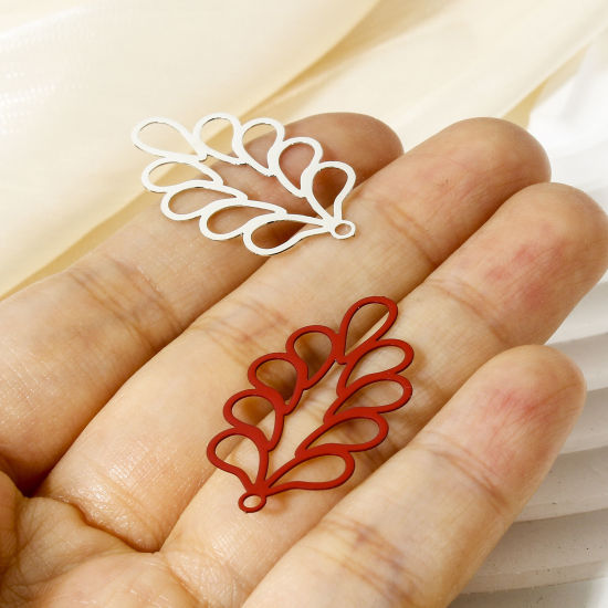 Imagen de 20 Unidades Hierro Filigrana Estampación Colgantes Multicolor Hoja Pintura 3.3cm x 1.8cm