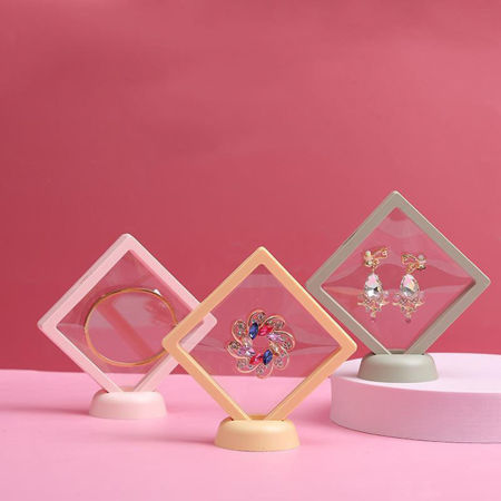 Plastic Jewelry Earring Studs Storage Box Dustproof PE Film Suspension Elastic Box Square Multicolor