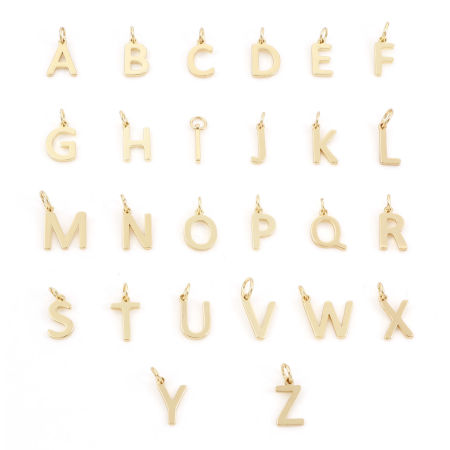 2 Pcs Breloques Respectueux de la Nature en Laiton Plaqué Or Véritable 18K Alphabet Majuscule Lettre Initiale Message " A-Z "