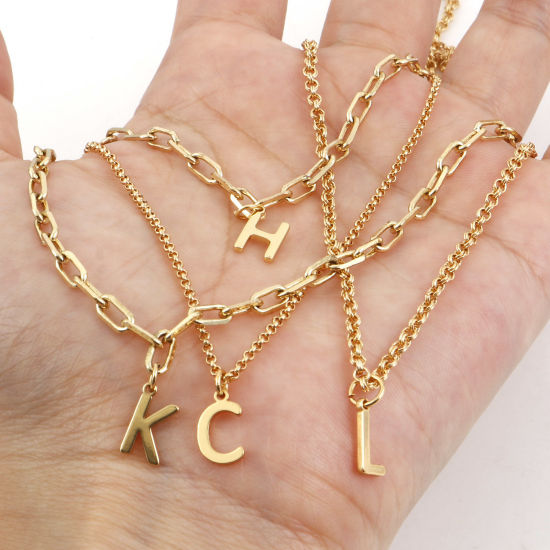 Picture of Brass Charms 18K Real Gold Plated Capital Alphabet/ Letter Message " A-Z "                                                                                                                                                                                    