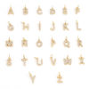 Picture of Eco-friendly Brass Charms 18K Real Gold Plated Capital Alphabet Initial Letter Message " A-Z " Micro Pave Clear Cubic Zirconia