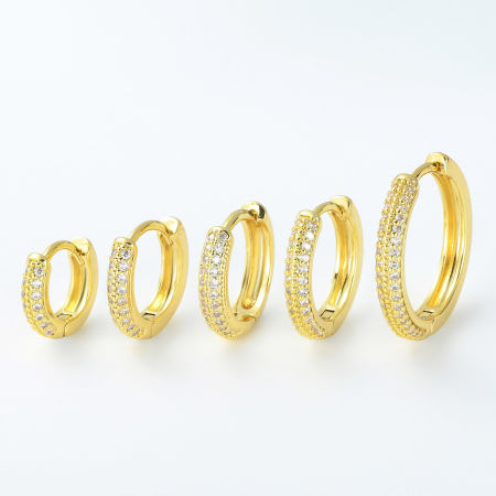 Eco-friendly Vacuum Plating Exquisite Simple Multicolor Copper & Cubic Zirconia Circle Ring Micro Pave Hoop Earrings For Women Coming-of-age Gift
