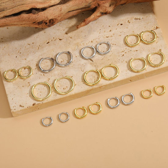 Immagine di 1 Paio Placcatura Sottovuoto Ecologica Squisito Semplice Vero Oro Placcato Rame Anello Orecchini Circolari Per Donne Laurea