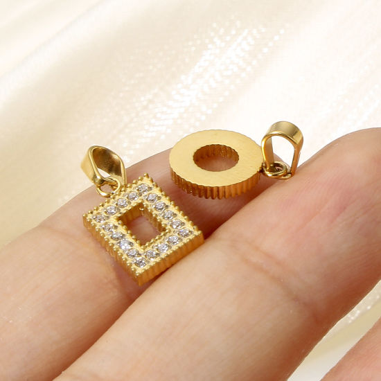 Immagine di 1 Pz Placcatura Sottovuoto Ecologica 304 Acciaio Inossidabile Geometrico Ciondoli Pendenti 18K Oro riempito Micro Spianare Trasparente Cubic Zirconiae