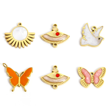 Imagen de 1 Unidad 304 Acero Inoxidable Colgantes Charms Oso Chapado en Oro Corazón Esmalte