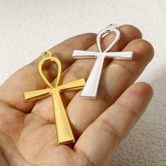 Image de 20 Pcs Pendentifs Religieux en Alliage de Zinc Multicolore Ankh Egyptienne Croix 5.4cm x 2.8cm