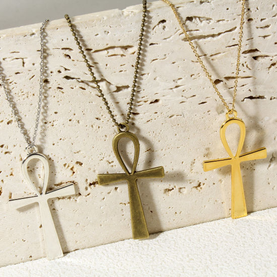 Image de 20 Pcs Pendentifs Religieux en Alliage de Zinc Multicolore Ankh Egyptienne Croix 5.4cm x 2.8cm