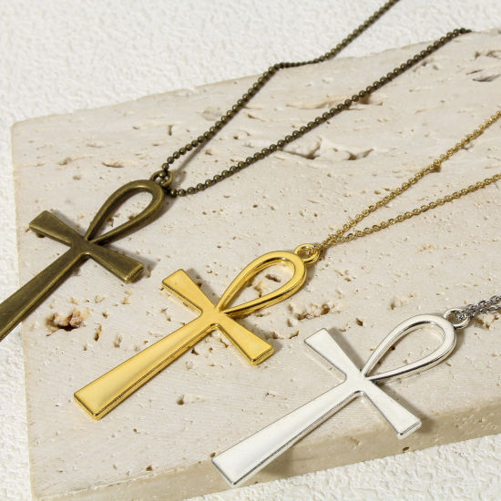 Image de 20 Pcs Pendentifs Religieux en Alliage de Zinc Multicolore Ankh Egyptienne Croix 5.4cm x 2.8cm