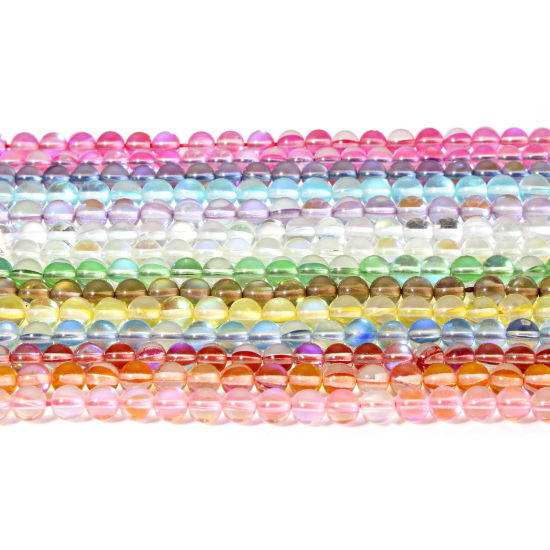 Image de 1 Enfilade Perles pour DIY Fabrication de Bijoux en Pierre de Lune ( Imitation ) Rond Multicolore Transparent 6mm Dia