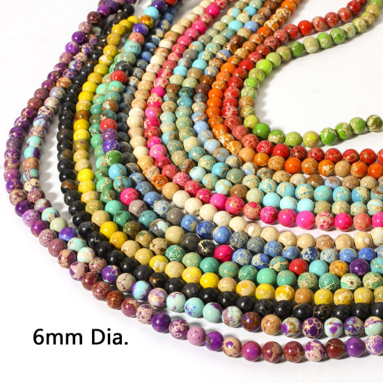 Picture of Emperor Stone ( Natural Dyed ) Loose Beads For DIY Jewelry Making Round About 6mm Dia.