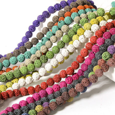 (Grade A) Lava Rock ( Natural Dyed ) Beads For DIY Jewelry Making Round About 8mm Dia.