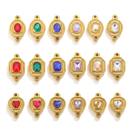 Image de 1 Pièce Connecteurs Pendentifs Breloques en 304 Acier Inoxydable Placage Sous Vide Écologique Couleur Or 18K Géométrique