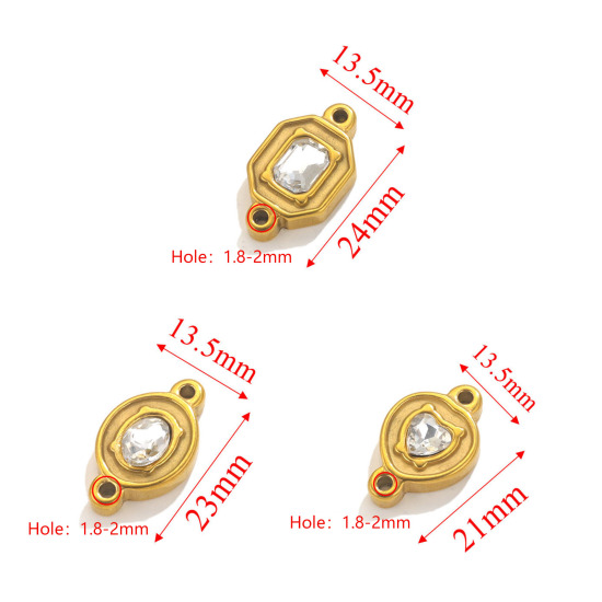 Imagen de 1 Unidad Enchapado al Vacío Ecológico 304 Acero Inoxidable Conectores Dijes Colgantes Geométrico Color Oro de 18K